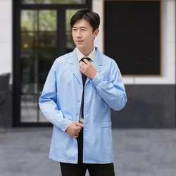 Men Long Sleeve Lapel Medical Uniforms Stomatology Nursing Doctor Workwear Dentistry Clothes Cotton Short White Blue Coat