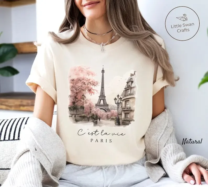 Paris Shirt, C'est la vie French Words Eiffel Tower T-shirt - Unisex