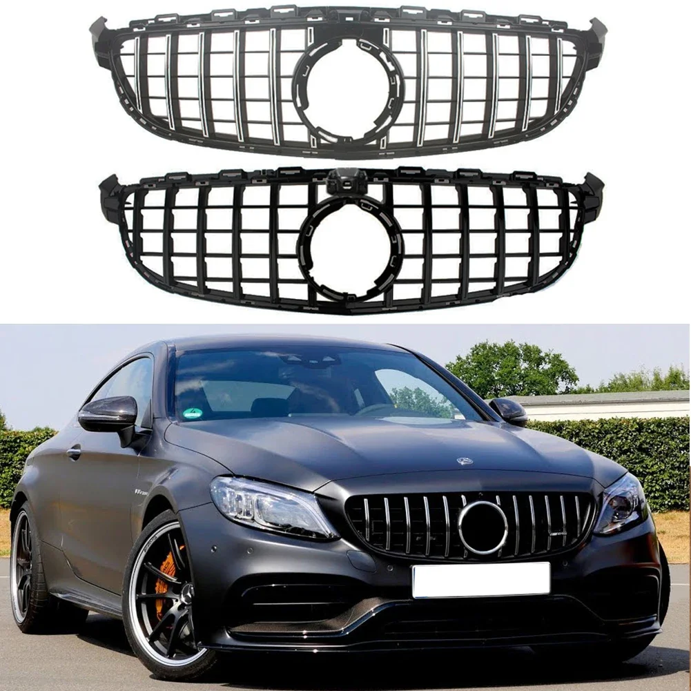 Front Racing Billet Bumper Grille Upper Facelift Grill For Mercedes-Benz W205 C63 AMG 2019 2020 2021