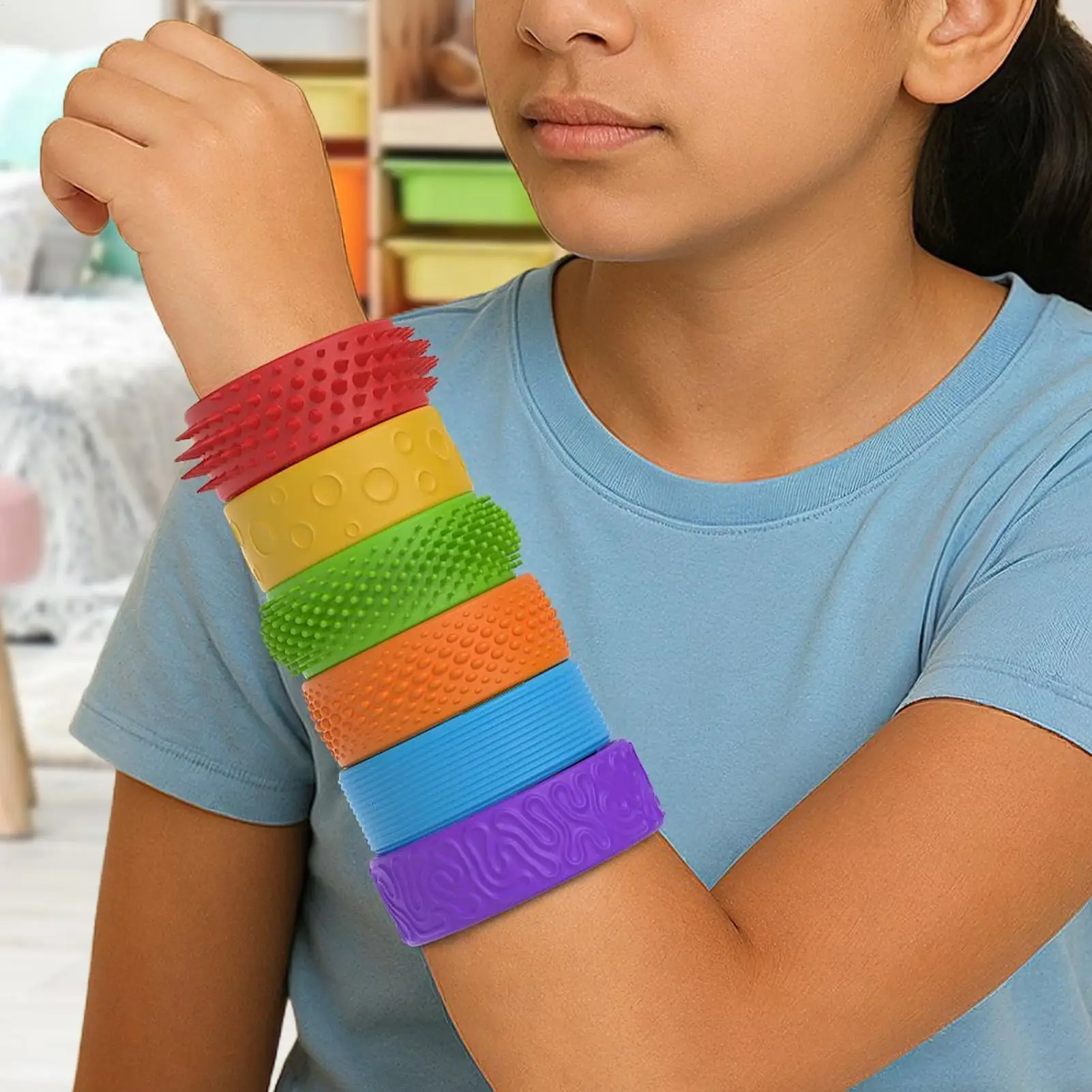 Fidget Slap Bracelets enfants Slap Bracelets Fidget jouets 6 pièces étudiants portable Silicone Bracelets élastiques pour la maison salle de classe