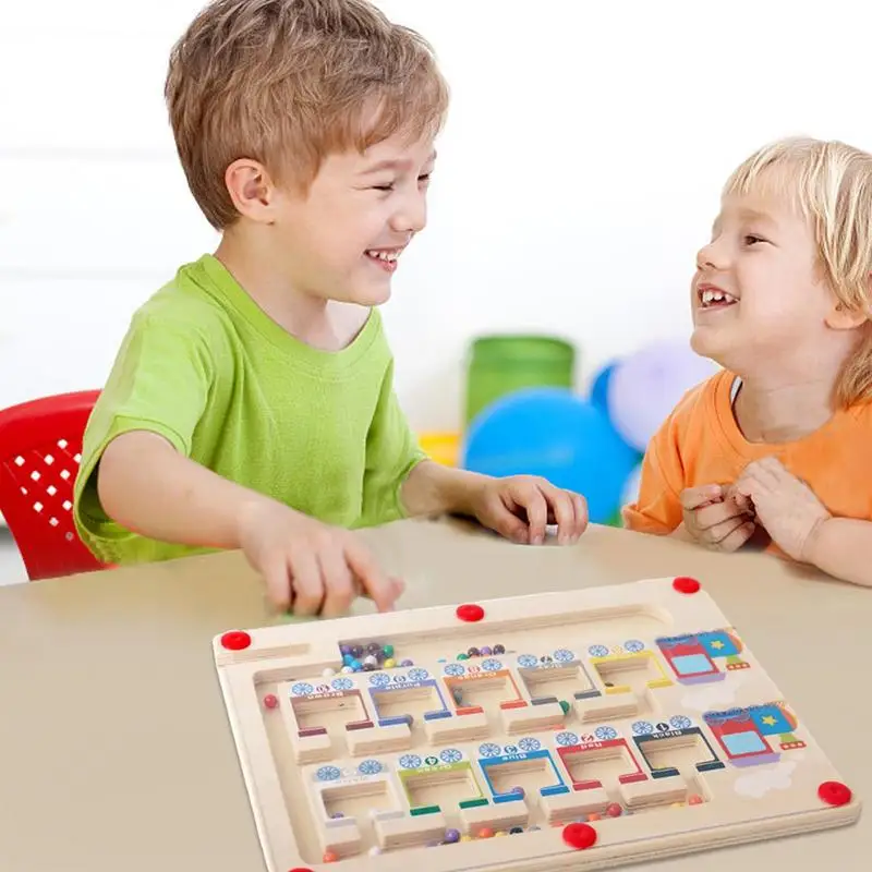 Labyrinthe magnétique en bois pour l'apprentissage du comptage, puzzle magnétique, plateau de jeu, Montessori