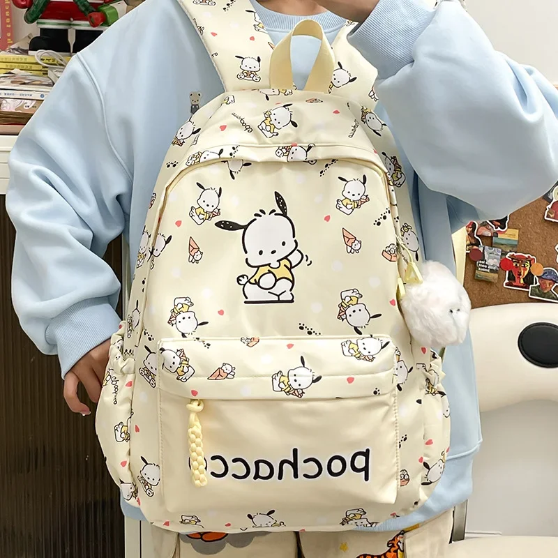 Sanrio-mochila escolar de dibujos animados de Hello Kitty, mochila ligera de gran capacidad, impresión fresca, Kulomi