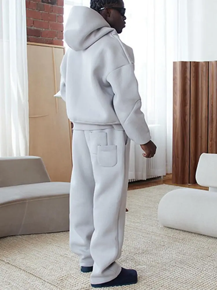 루즈핏 커플 후드티 스웨트셔츠 스포츠 세트 캐주얼 스포츠웨어 긴팔 긴바지 티-아세테이트 섬유 청소년 가을 겨울