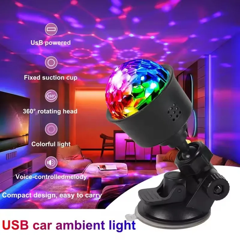 

USB-проектор с вращающимся многоцветным эффектом для рождественской вечеринки, домашнего декора для спальни, детской комнаты, дискотек, ночника