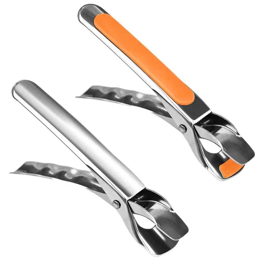 

2 Pcs Stainless Steel Food Tongs Silicone Anti Scalding Clips Metal Dish Clamp Heat Resistant Kitchen Tools Bowl Gripper Plate