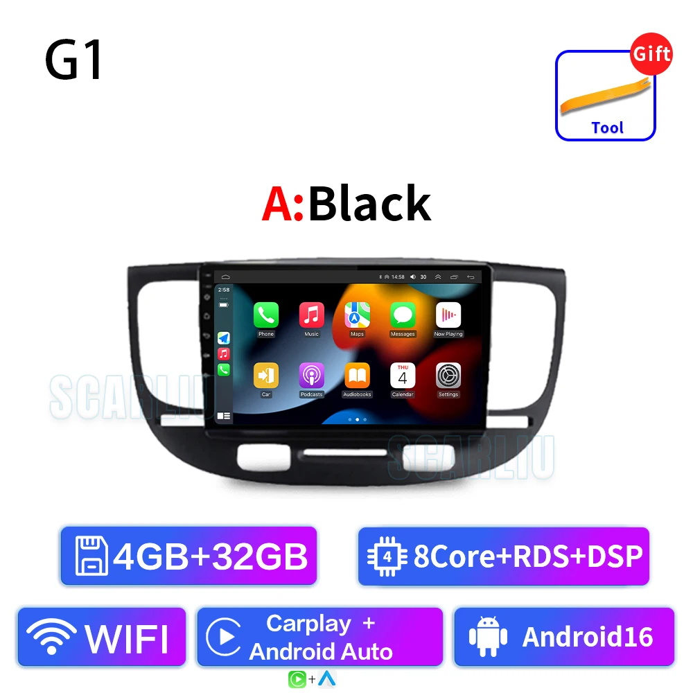 Autoradio Voor Kia RiO 2 RIO2 2005-2011 Draadloze CarPlay Android Auto Multimedia Speler Touchscreen GPS navigatie Geen 2din DVD