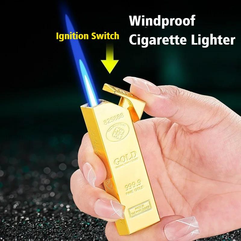 

New Butane Inflatable Lighter for Smokes Windproof Open Flame Cigar Igniters Blue Fire Cigarettes Lighters & Smoking Accessories