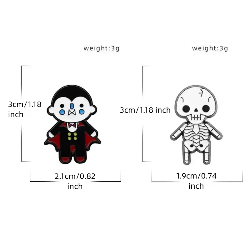 Heye 할로윈 뱀파이어와 해골 호러 브로치 배지 (옷, 모자, 가방, 배낭, 액세서리 및 선물용)