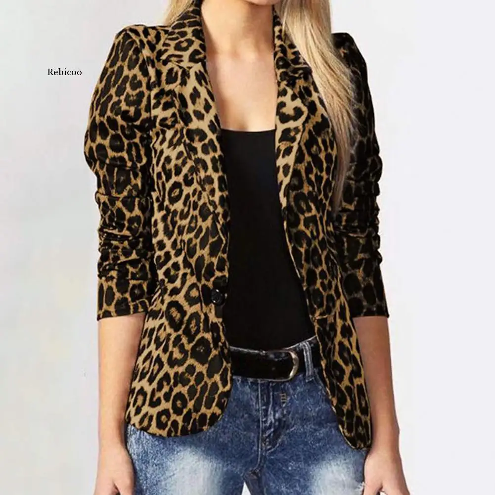 Trendy Women Coat Eye-catching Autumn Blazer Cardigan Buttons Leisure Autumn Blazer