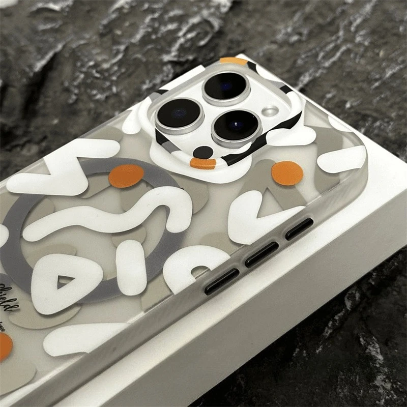 เคสโทรศัพท์ลายกราฟฟิตีแบบด้านสำหรับ iPhone 17 16 Pro Max รองรับ MagSafe ชาร์จแม่เหล็ก ป้องกันการลื่น ฝาหลังซิลิโคน