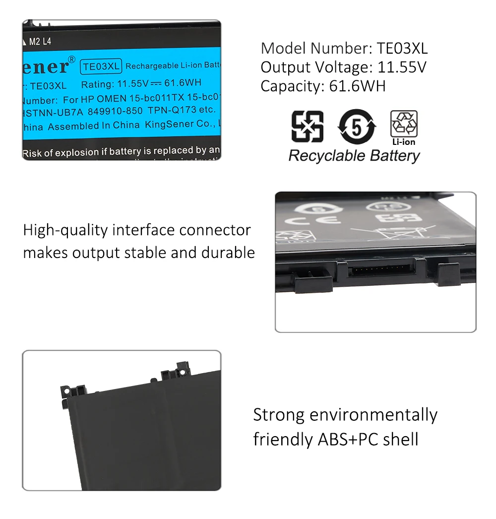 KingSener TE03XL Laptop Battery For HP OMEN 15-bc011TX 15-bc012TX 15-bc013TX 15-AX015TX AX017TX TPN-Q173 HSTNN-UB7A 849910-850