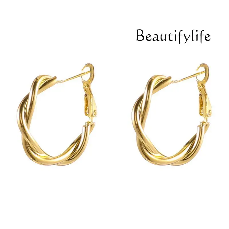 

Exquisite twist earrings, simple and exquisite temperament earrings, personalized versatile and advanced earrings