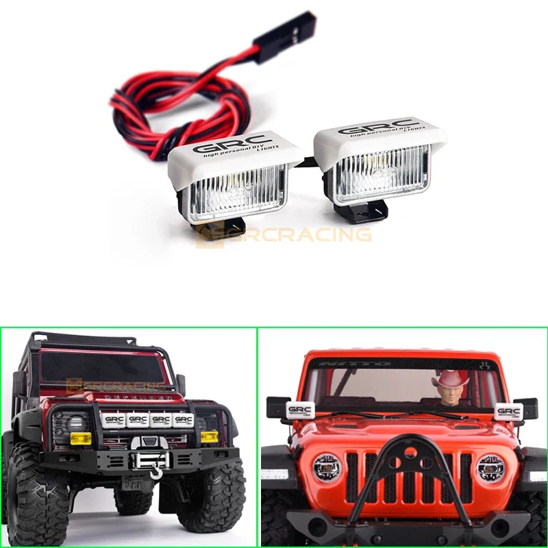 20mm Rectangular Clamshell LED Searchlight For 1/10 RC Crawler Car Traxxas TRX-4 Defender Ford Bronco SCX10 90046 DIY Parts