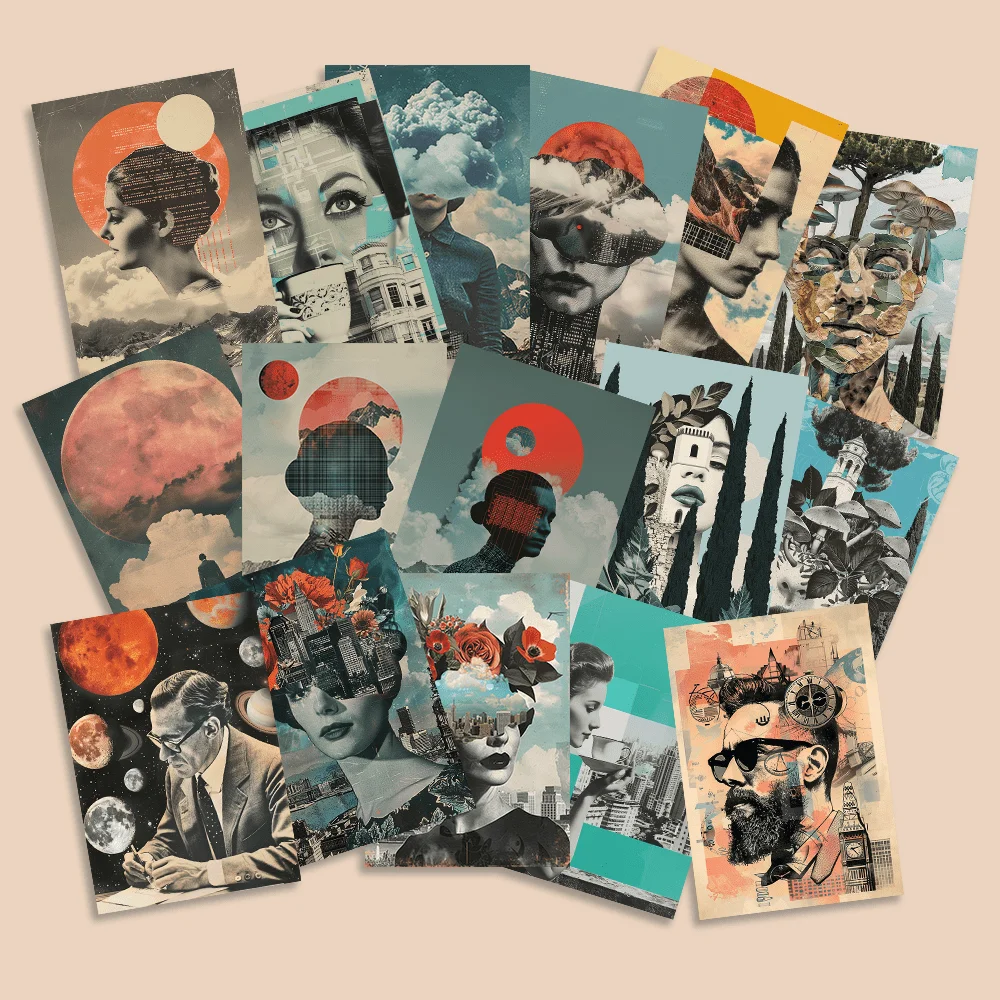

32pcs,textured surreal portraits, postcards, wall stickers, mailing cards,greeting cards, DIY postcards, commemorative postcards