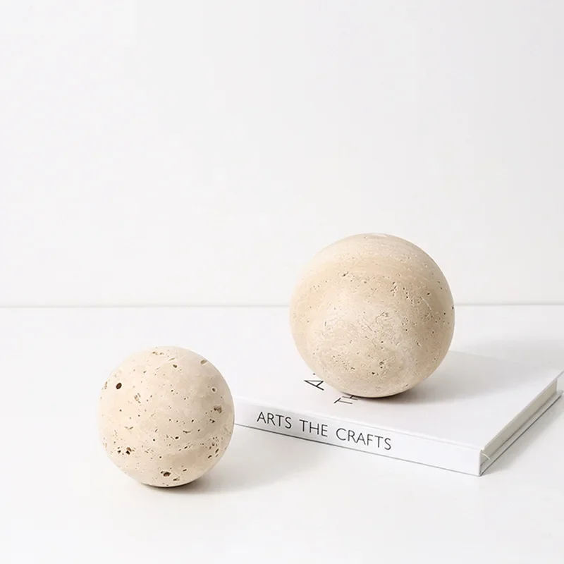 Support Customized Natural Marble Stone Round Ball Beige Travertine with Different Diameters