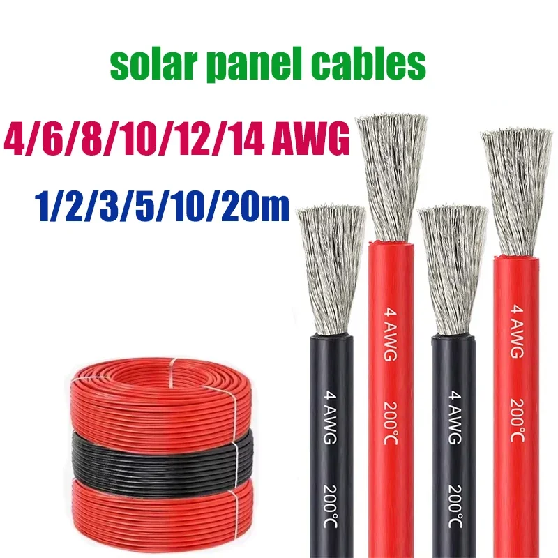 8awg Solar Battery Cables 4 6 10 12 14 AWG Car Silicone Wires Red Black Ground Electrical Wires for Inverter Auto Motor Printer