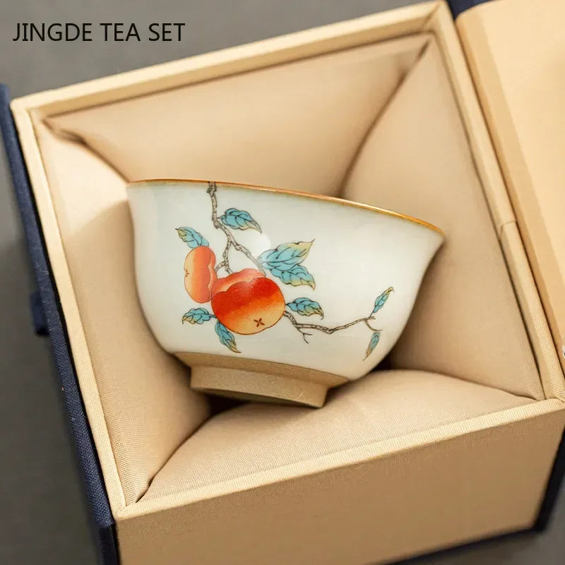 Chinese Ru Kiln Ceramic Teacup Home Boutiques Tea Bowl Handmade Tea Set Accessories Portable Master Cup Tea Table Supplies 90ml