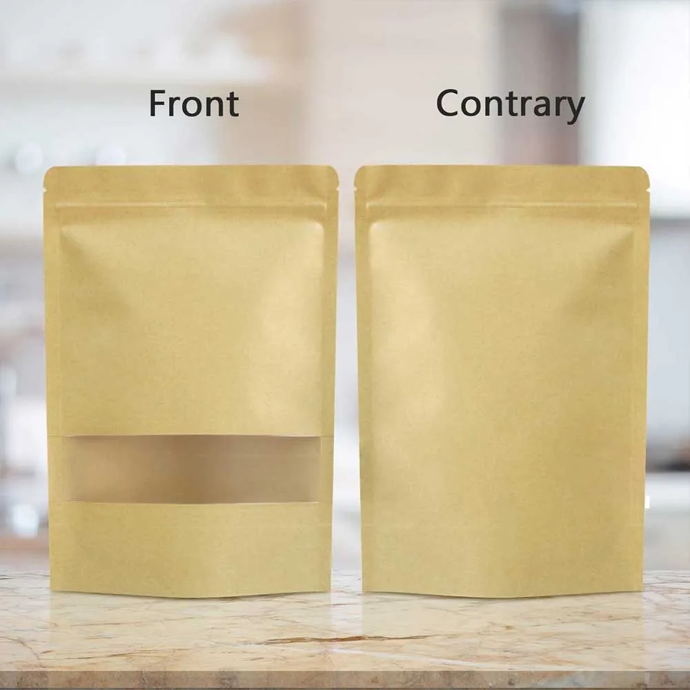 10–50 transparente Fenster-Kraftpapiertüte, Lebensmittelverpackungsbeutel, selbsttragender und selbstdichtender Kraftpapierbeutel, Snack-Versiegelungsbeutel – Detail 5