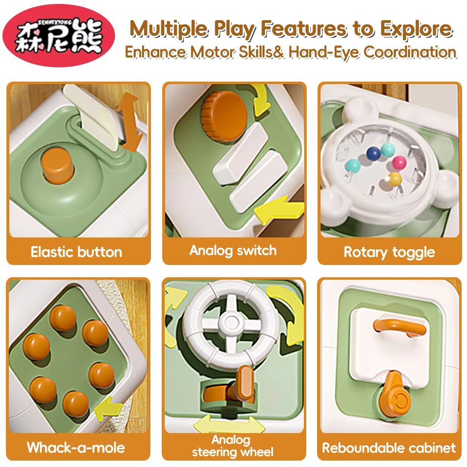 SENNIXIONG Montessori Activity Cube Manhattan Ball Practice Skills Drawer Switches Sensory Early Education Toy for Toddler Gift