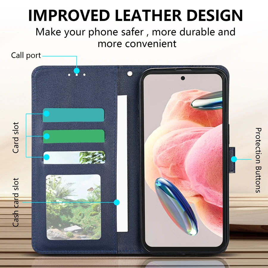 Brieftasche mit Kartenfächern im klassischen Stil, magnetisches Flip-Lederetui für Xiaomi 15T Poco C85 M7 Pro X7 Redmi Note 15 Pro+ 14S 15C 14C – Detail 16
