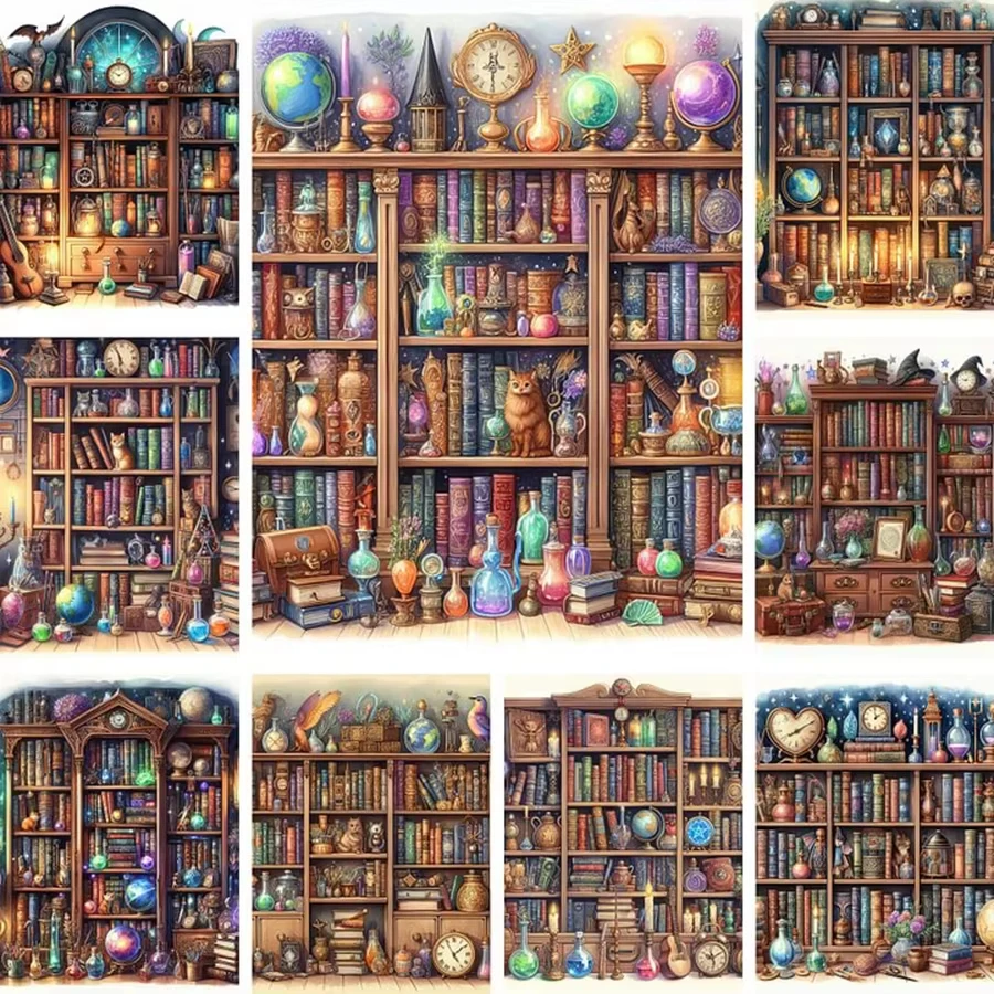 

Magic Potion Book 5D DIY Full Square Round Diamond Painting Classical Toys Bookshelf Mosaic Modern Home Decoration