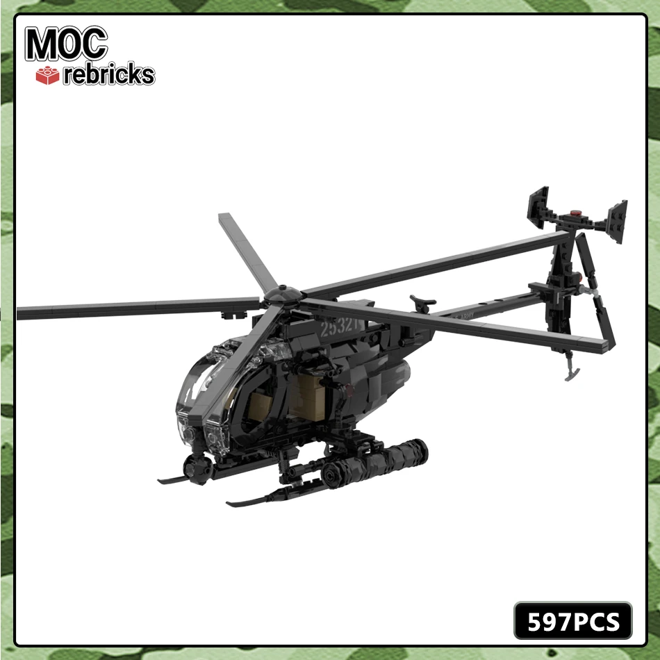 MOC Military Series Famous Games MH-6 Little Bird Helicopterts Building Block Model Set DIY Boy Toys Hobbies Holiday Gifts