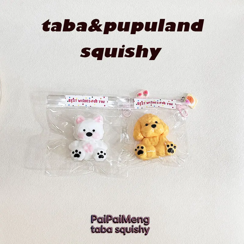 

New2 in1 Puppy Set Taba Squishy Handmade Exclusive Food Grade Safe Soft Realistic Fast Rebound Relieve Hand Stress Cute Toy Gift