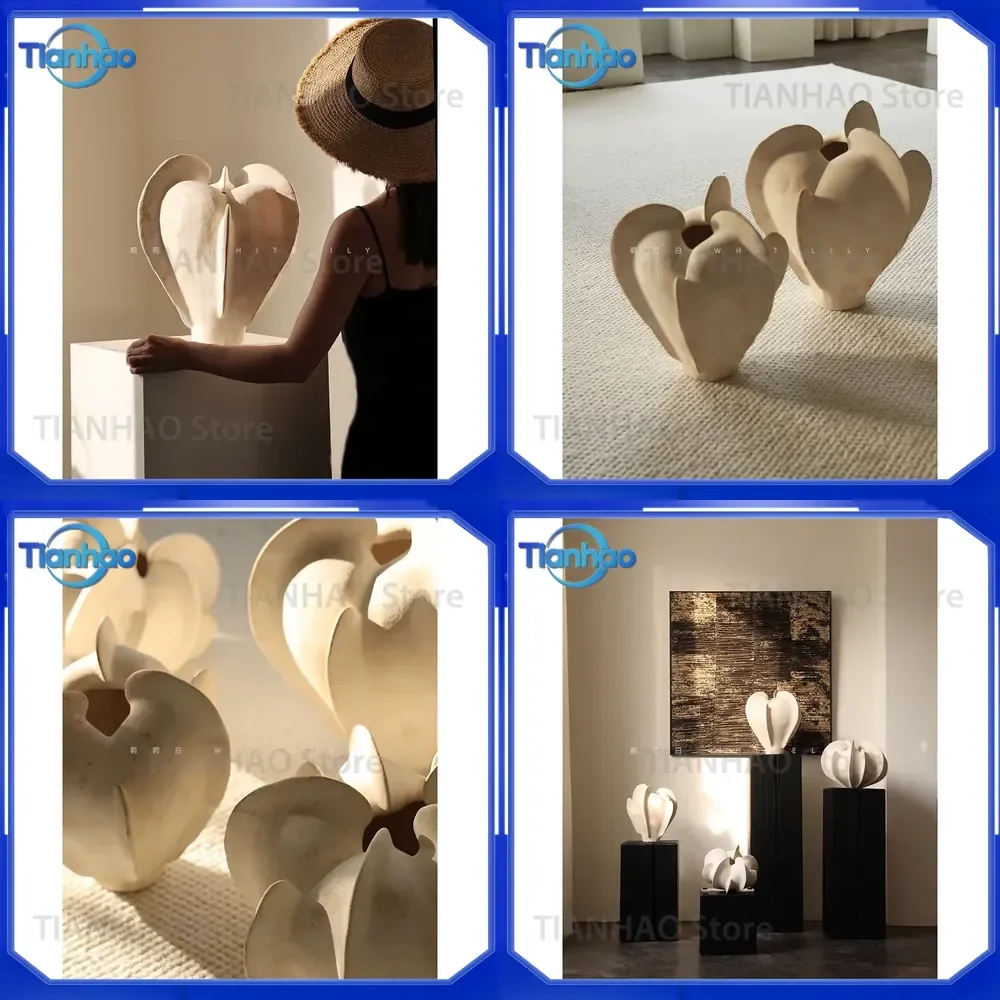 Ceramic Vase for Lily White Medieval Wababi Wind Star Fruit Series Hydroponic Flowers Living Room Tabletop Art Decoration