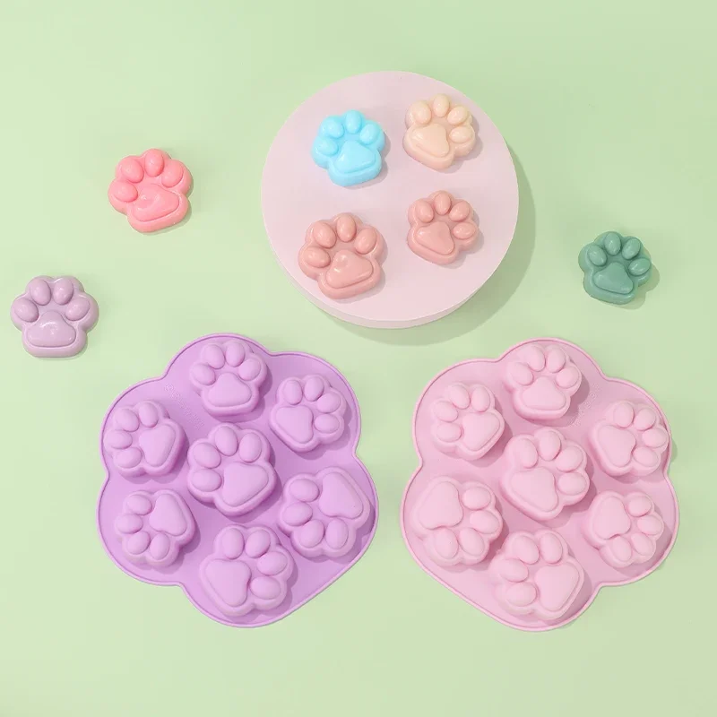 Multicavity Cat Paw Silicone Soap Mold Animal Candle Resin Plaster Mold DIY Chocolate Jelly Cake Ice Cube Making Desk Decor Gift