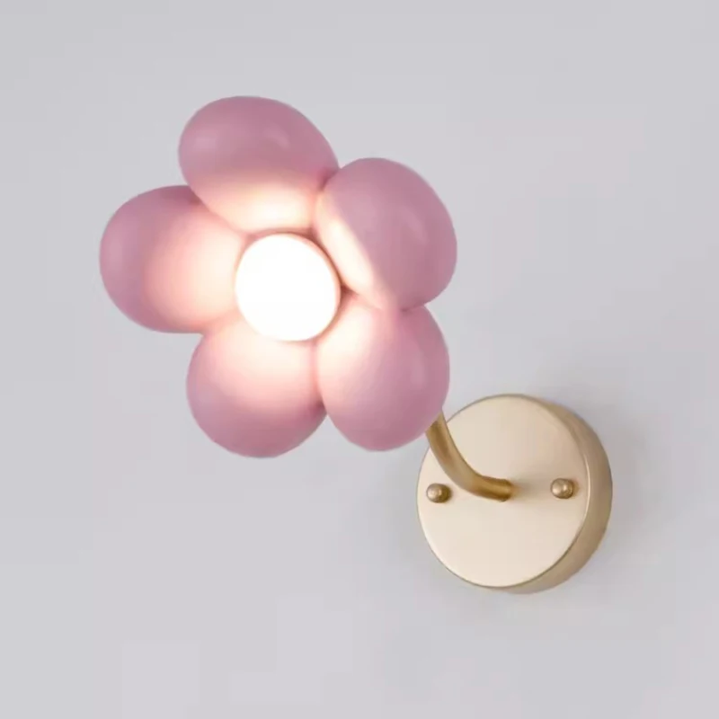 lampadas de parede rosa petala para quarto de menina estilo creme lampada de cabeceira fofa para bebe e quarto de crianca princesa 01