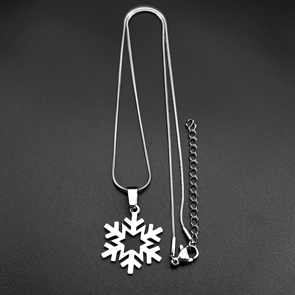 Charmante Schneeflocken-Modehalskette für Damen und Herren, Edelstahl, silberfarben, geometrische Symmetrie, mathematische Kunst, Kette, Schmuck, Geschenke – Detail 8