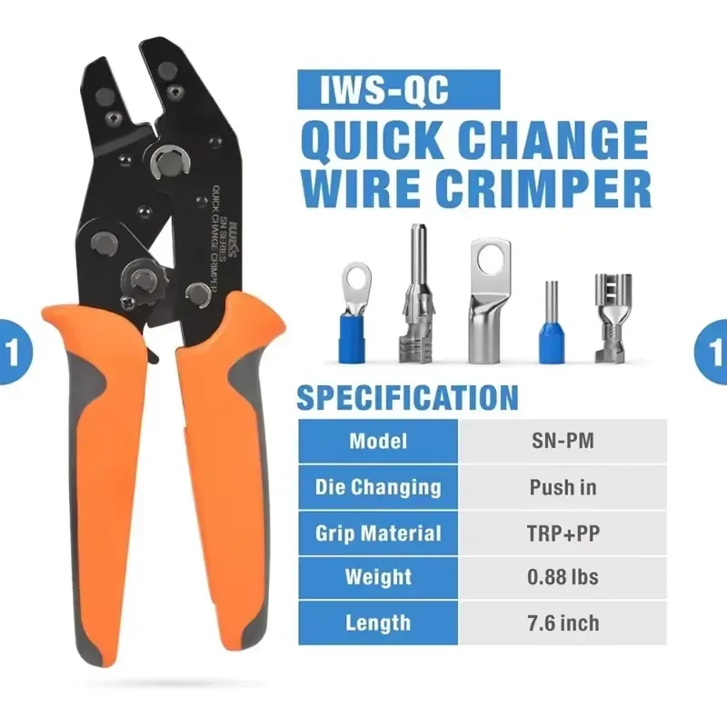 Brand For IWISS SN-PM Quick Change Ratcheting Crimper Tool Automotive Service Kit for Crimping Insulated Non-insulated - view 4