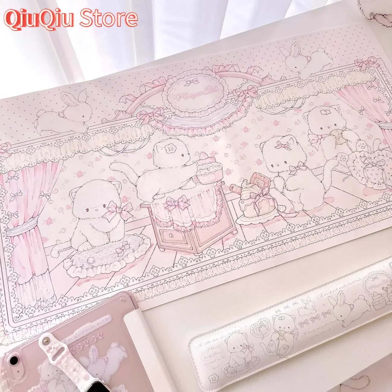 

Sweet And Lovely White Kitten Pu Leather Mousepad Office Desk Mat Mouse Pad Computer Speed Type Carpet Mat Player Laptop Keyboar