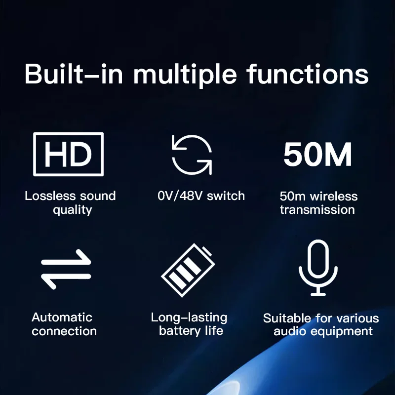 Professional UHF Wireless Microphone Converter Wireless System XLR Transmitter and Receiver Support 0V 48V Mics