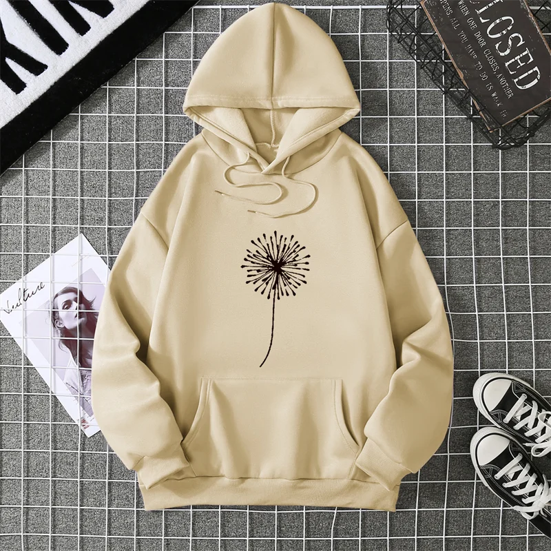 Dandelionพิมพ์หลากสีเสื้อHoodieเกาหลีHarajukuความงามHoodies Gothผู้หญิงฤดูใบไม้ร่วงฤดูหนาวเสื้อกันหนาวCYXX300