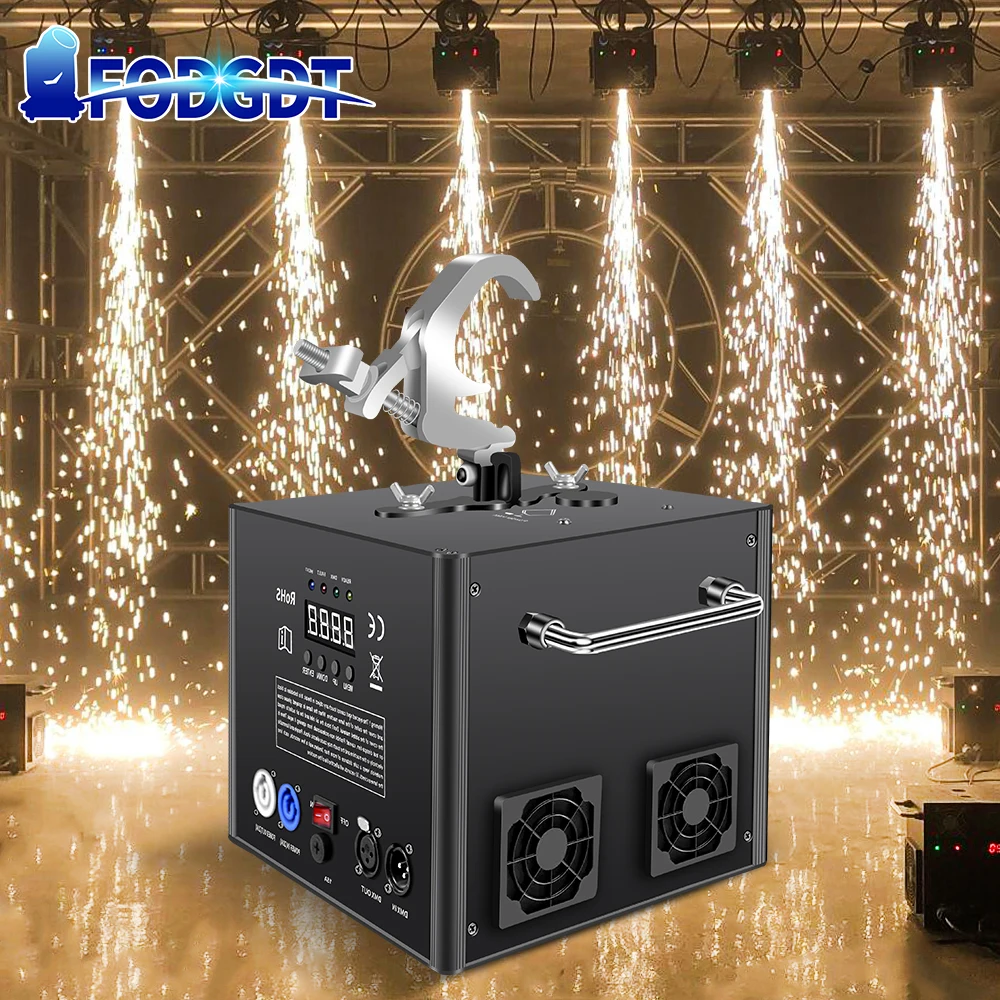 pendurado frio faisca maquina de fogos de artificio flame sprayer sparkler wedding stage effect equipamento para dj disco 600w dmx512 01