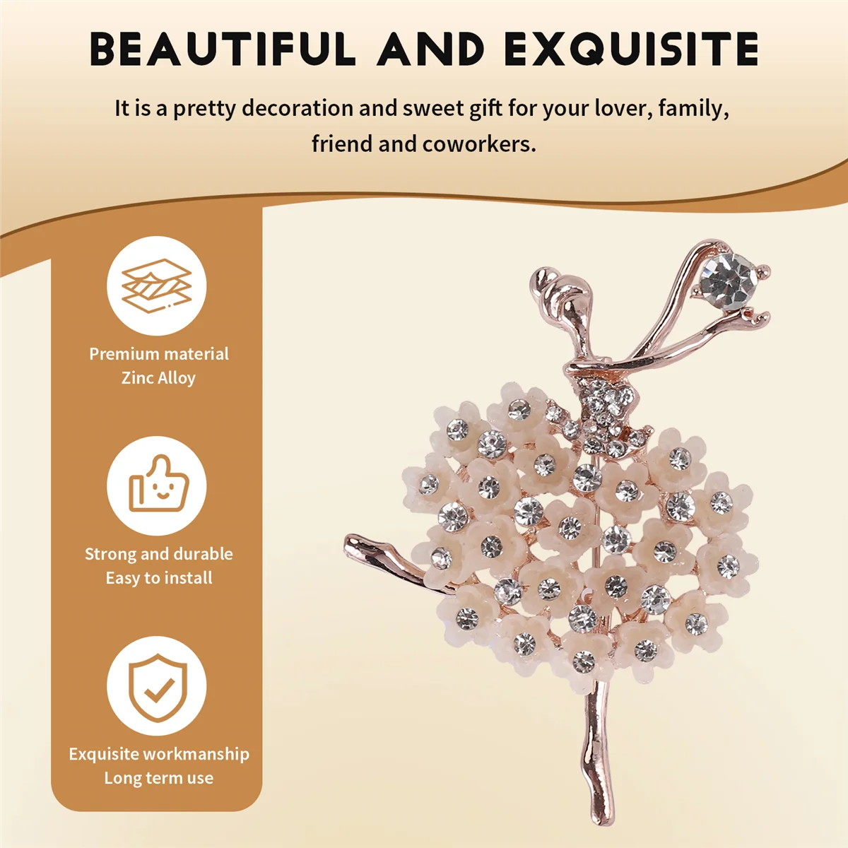 AOAO-Ballet Angel Girl مكعب حجر الراين الديكور بروش دبوس لمعطف سترة