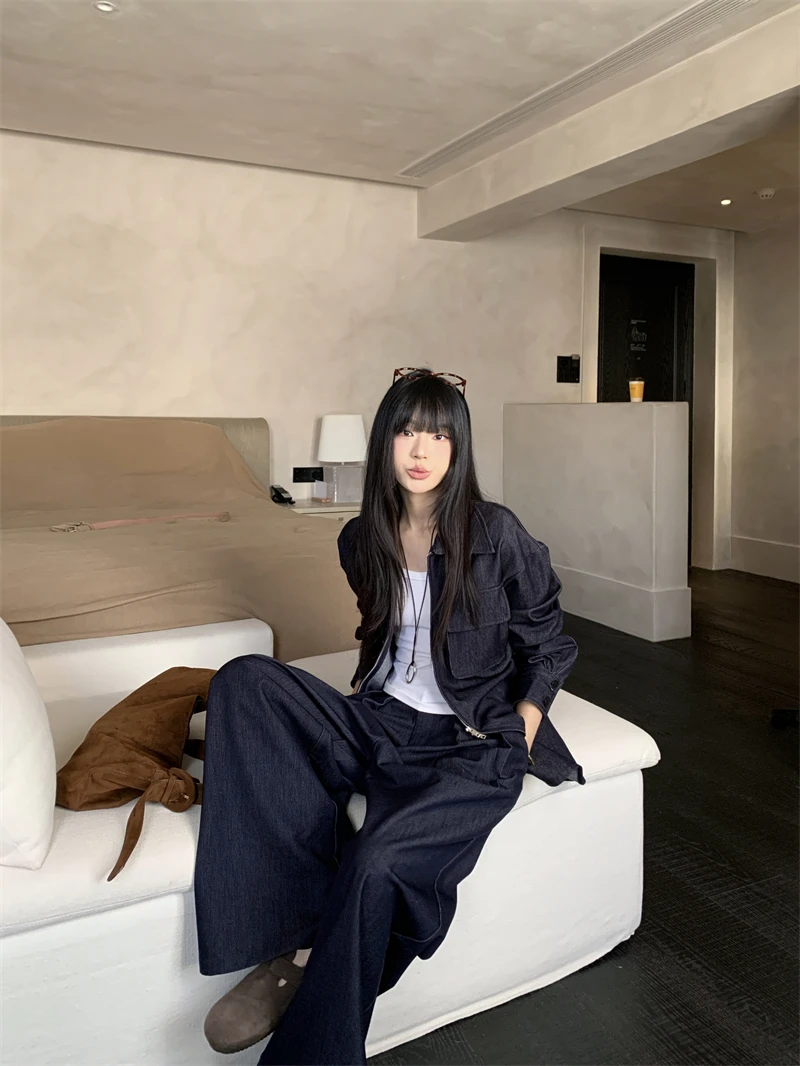 デニムコート 穴あき レディース 夏 フェミニン キャンバス バルーンスリーブ ドロップショルダー ポケット付き ミニマリスト オープンフロント サッシュ付き ジャケット 女性用