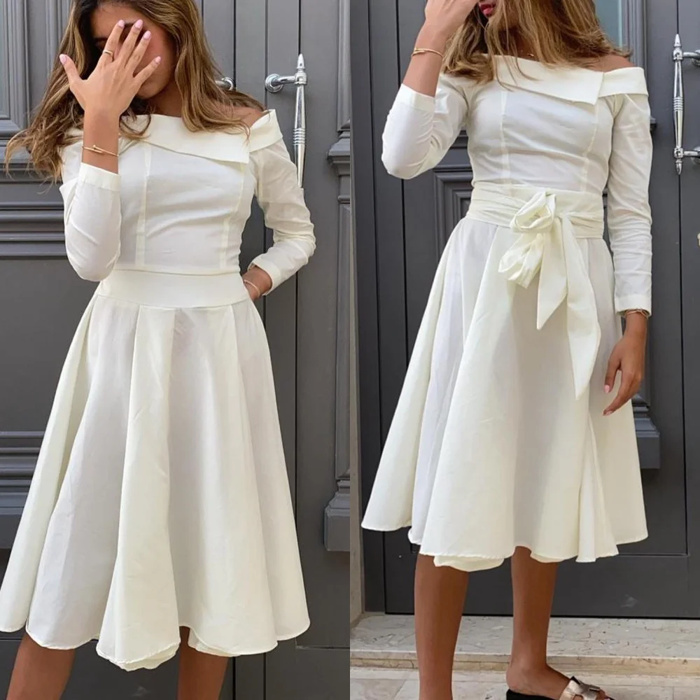 

Изысканное вечернее платье с открытыми плечами и длинными рукавами по индивидуальному заказу, высококачественные платья для выпускного вечера из джерси, классические платья для особых случаев на заказ