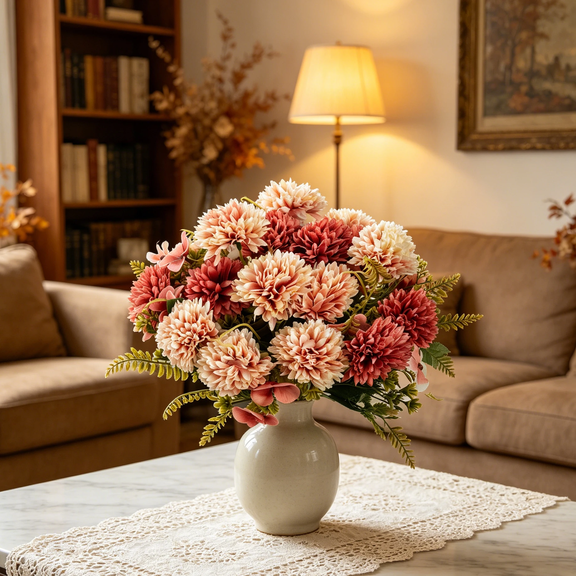 3 Stück Künstliche Blumen Seiden-Chrysanthemen für Zuhause, Herbst, Halloween, Dekoration, Vase, Garten, Hochzeit, Brautstrauß, Festival – Detail 6