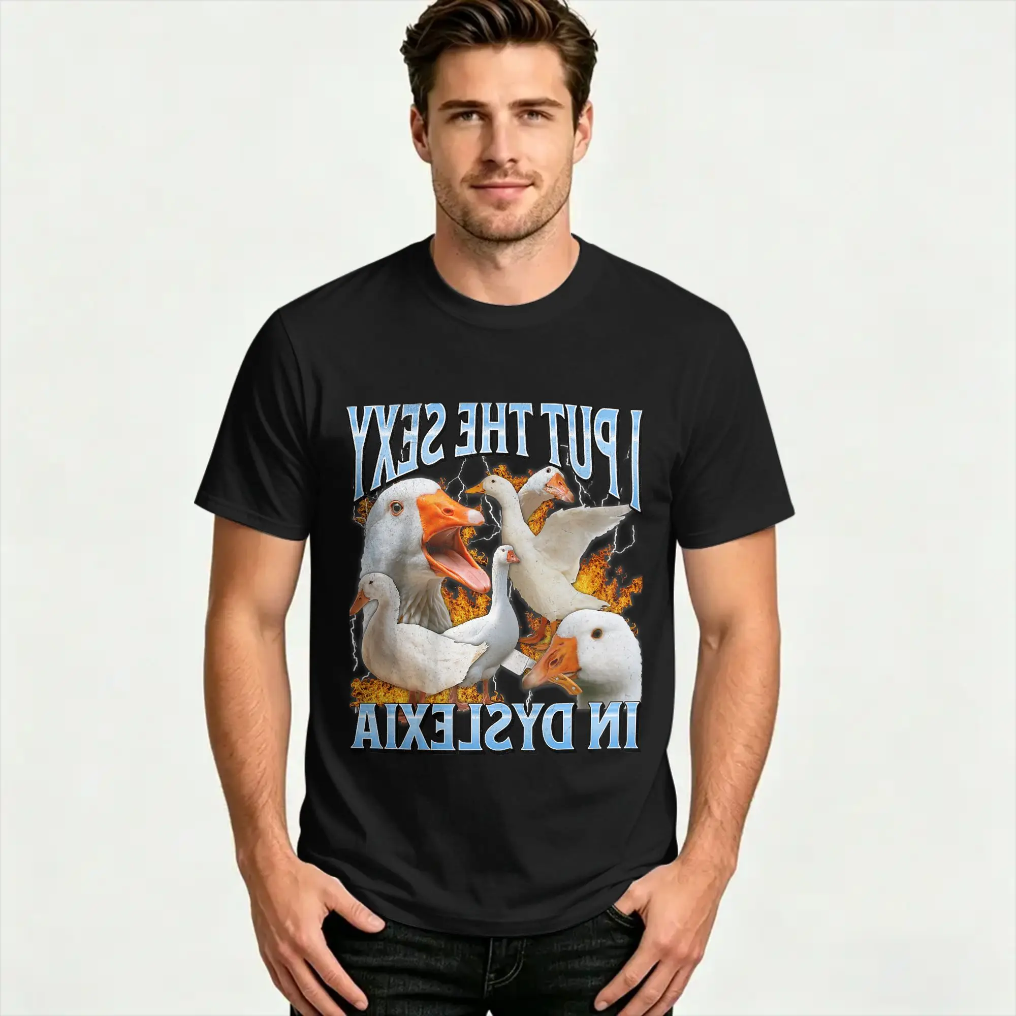 I Put The Sexy In Dyslexia Cotton T Shirt For Men Beach O Neck Hip Hop Tee Shirt Oversized Hot Sale Clothing