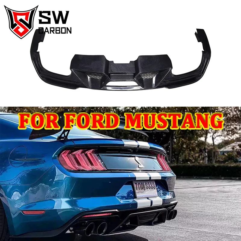 Higher quality Carbon Fiber GT500 Style Rear Diffuser for Ford Mustang 2018-2021 Rear Bumper Lip Under Spoiler Splitter Body Kit