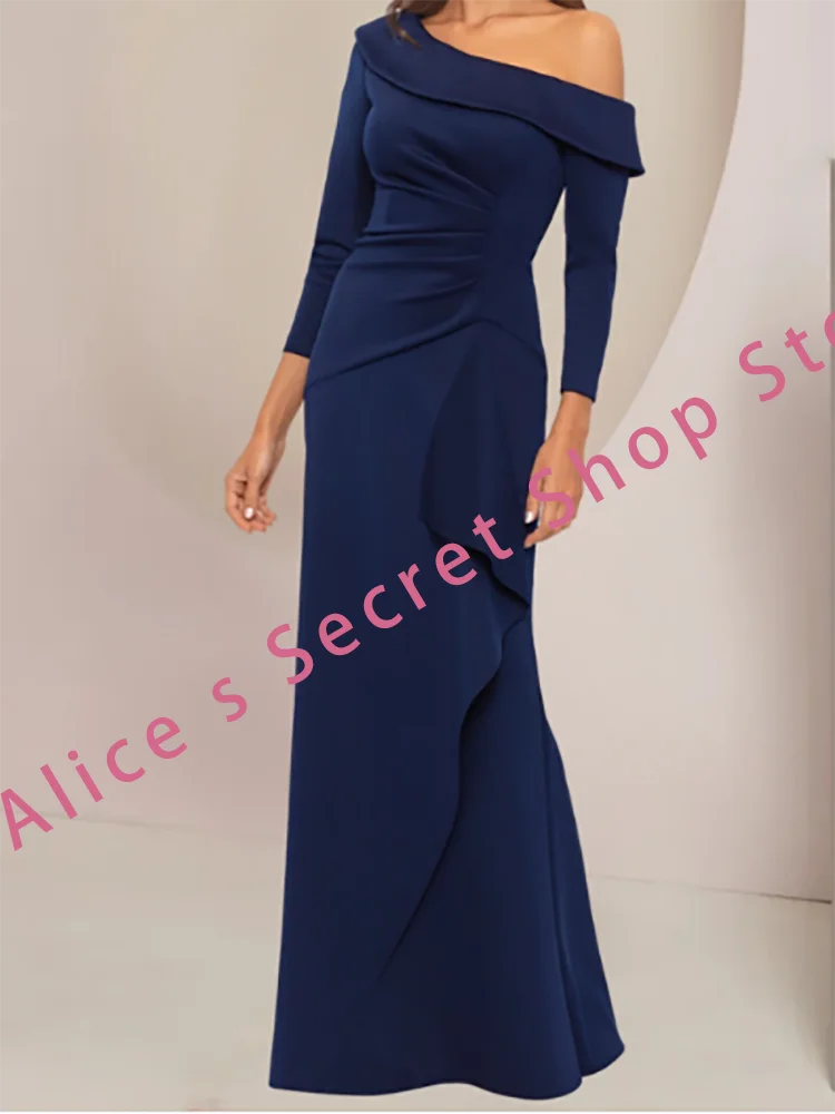 

Classic Satin Off Shoulder Pleat Tiered Mermaid Formal Evening Dresses Birthday Party Prom Gowns Customized