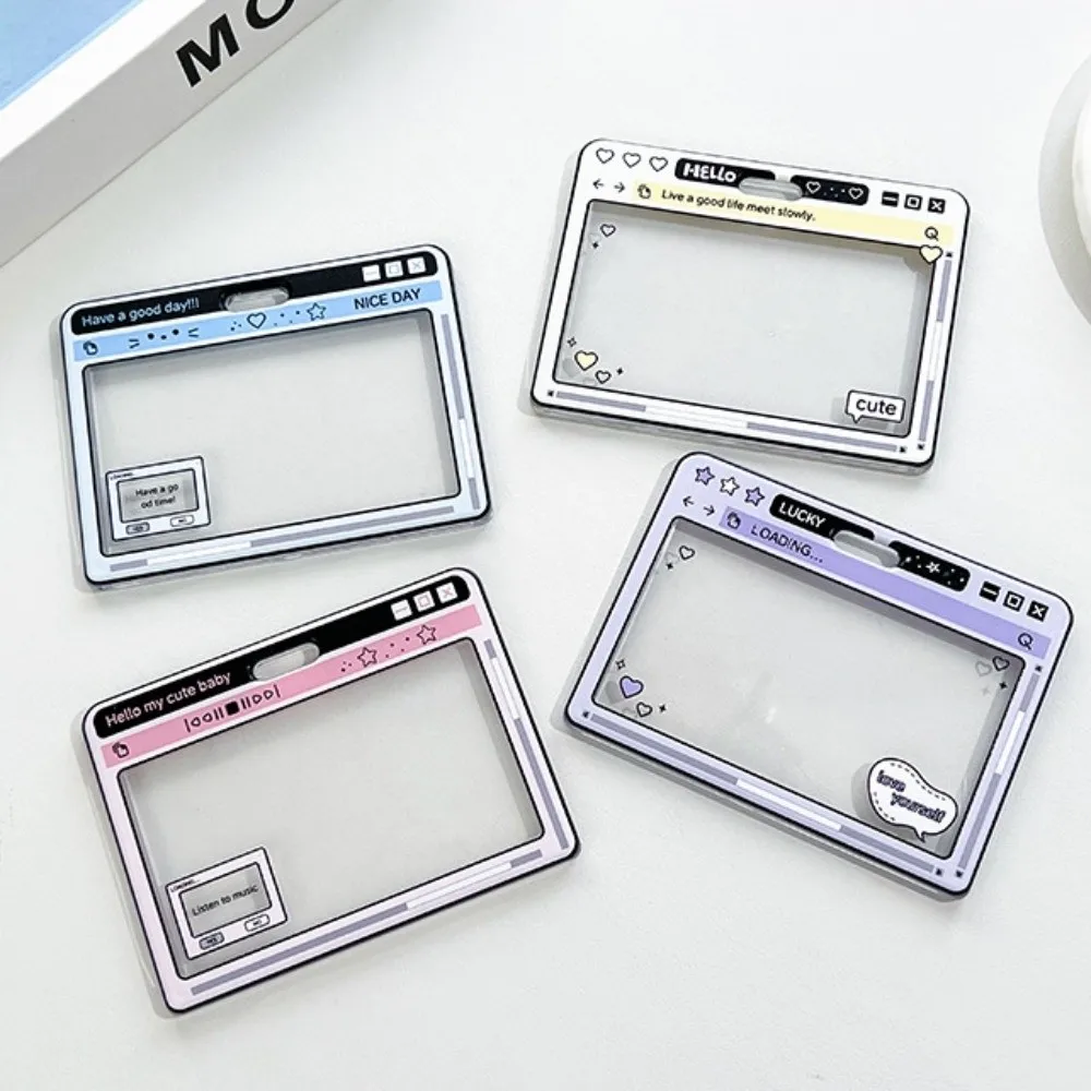 

Trendy Cartoon Design ID Holder Transparent Slide Closure Card Case Waterproof Horizontal Card Cover Bus Card