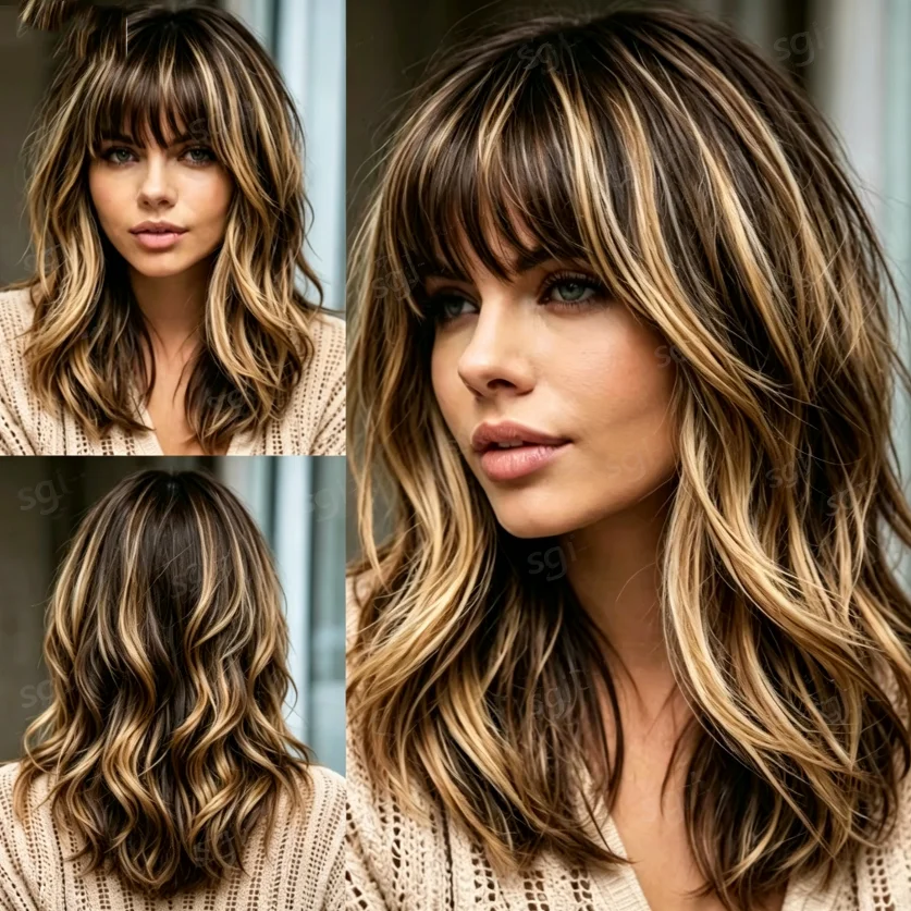 Perruque en cheveux humains naturels 24 pouces, ondulée, ombrée marron, sans colle, base en soie 5x5, avec baby hair, dentelle HD, cheveux européens, pré-épilée