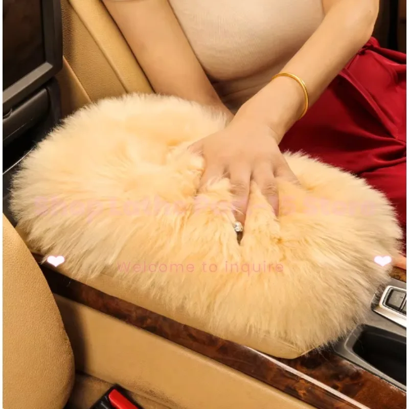

For Car Winter Armrest Box Mat Wool Warm Car Center Armrest Box Protective Cover Plush Car Interior Universal