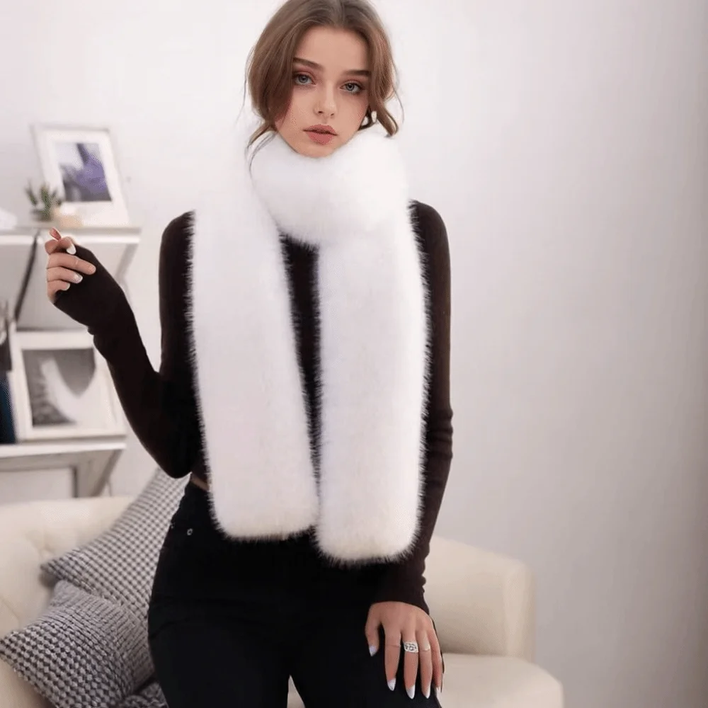 

Fashionable 179*12cm Fake Fur Long Scarf Thick Soft Long Strip Scarf Fur Decor Winter Fluffy Scarf for Women Men Outdoor