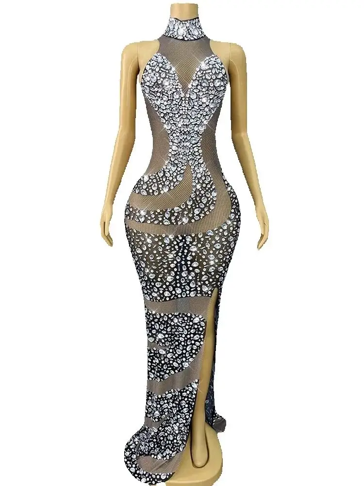 جودة عالية الساخن ختم مثير منظور شبكة الرقبة فستان معلق 2025 موضة جديدة مخصصة الملابس النسائية #1