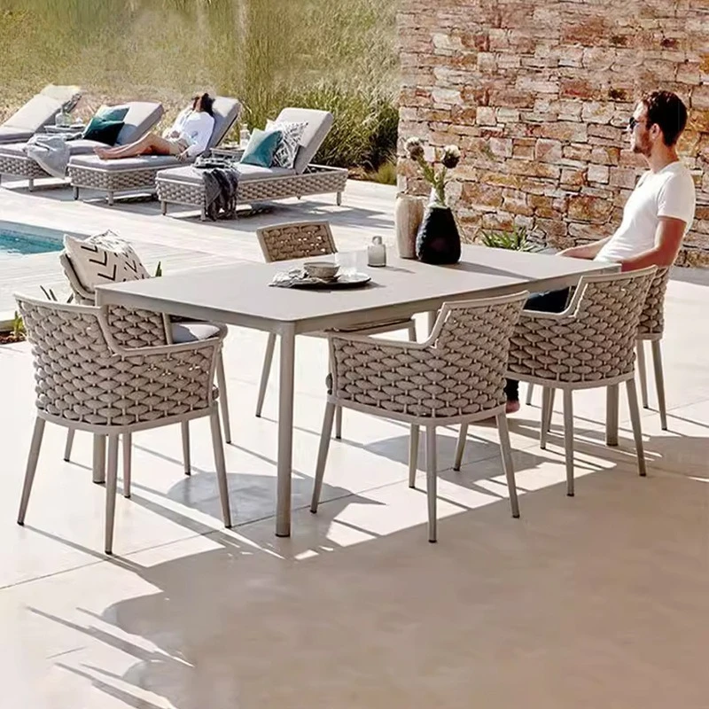 LTT outdoor courtyard villa garden outdoor furniture table and chair leisure rope weaving table and chair combination