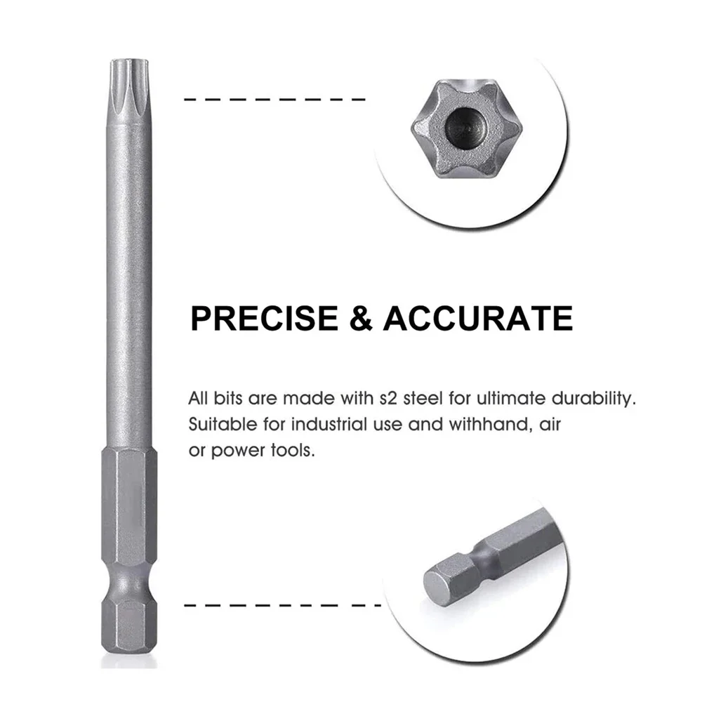 11PCS 1/4" Hex Bits Driver Tamper Proof Security Drill Magnetic Bit Set Torx Screwdriver Flat Head F1FC High Quality 50/100mm view 2